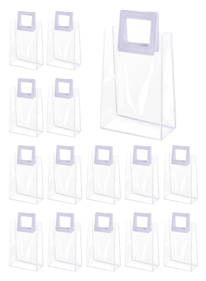 Yolyoo 15 Pack Clear Gift Bags with White Handles Transparent PVC Gift Wrap Bags Plastic Tote Bags Reusable Shopping Bags for Bridal Party,Wedding,Baby Shower,Birthday Party 7 x 8 x 4 Inch (7 x 8 x 4 - Image 1